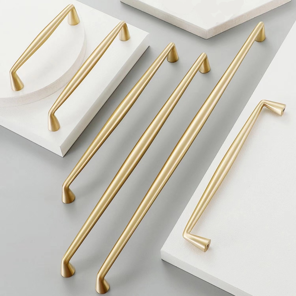 Simple Brass Cabinet Door Handle Solid Nordic Gold Drawer Knobs ...
