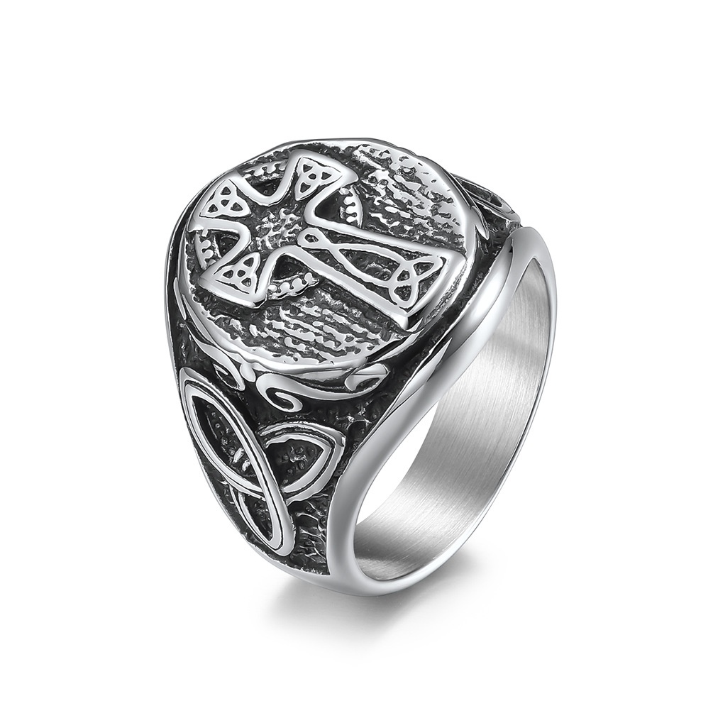 Men's Vintage Ring Nordic Celtic Cross Stainless Steel Ring Eternal ...