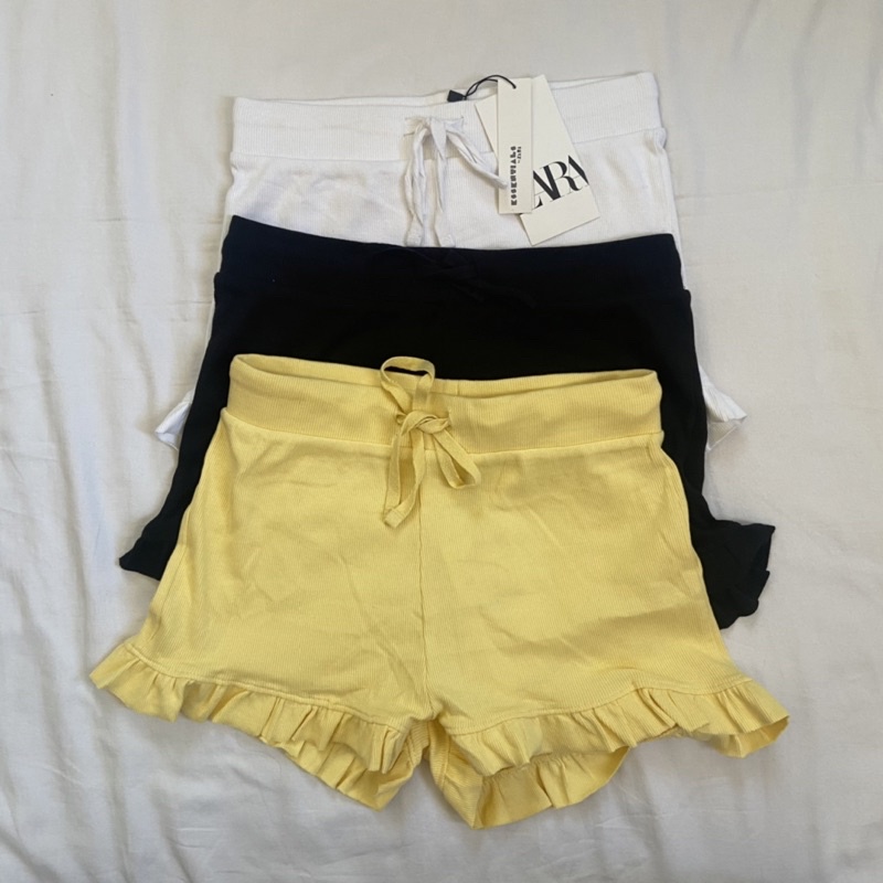 ZARA RUFFLED HEM SHORTS Shopee Philippines