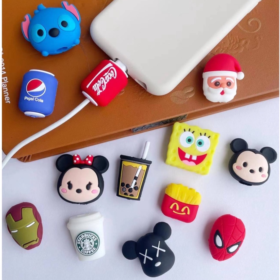 (Buy 5 Get 1 Free) Cute Cartoon Character Anti-Break iPhone Cable ...
