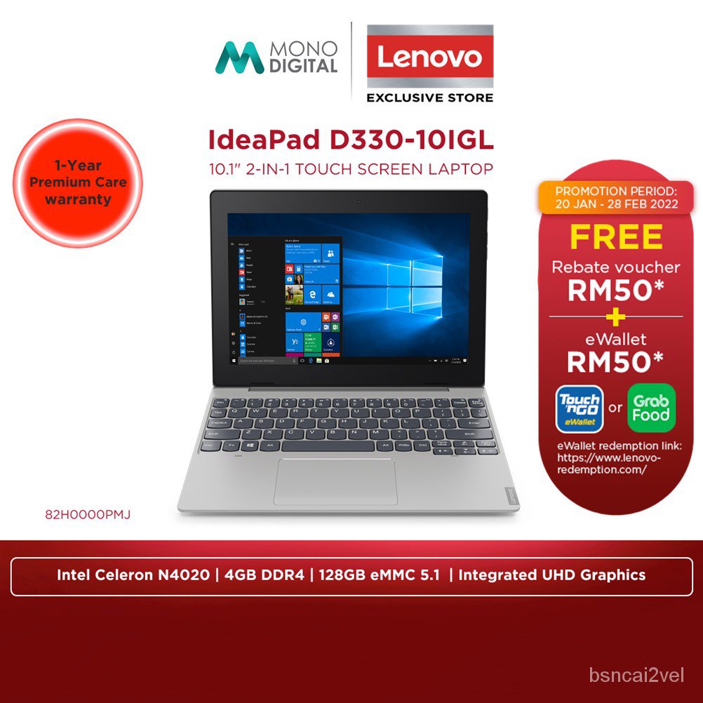 Lenovo Ideapad D330 D330 10igl 101 Hd Touch Laptop Notebook Intel Celeron N4020 4gb Ram 6131