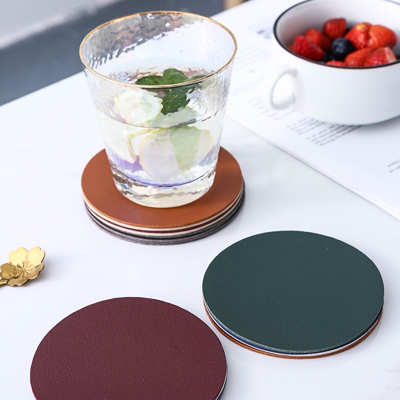HeatResistant Leather Cup Coasters Cup mats coffee shop Resistant Tea