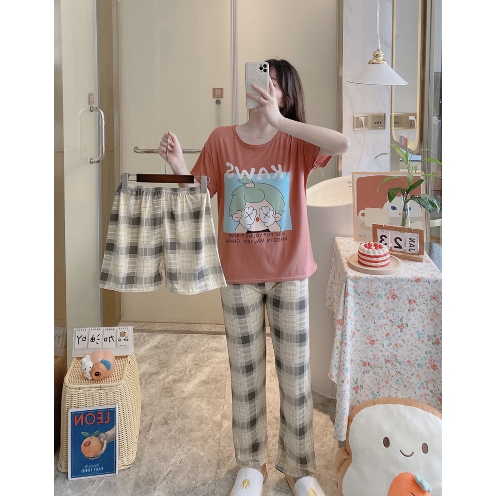 New 3in1 Free Size fit up XL Cotton Sleepwear Korean Cartoon Style T ...