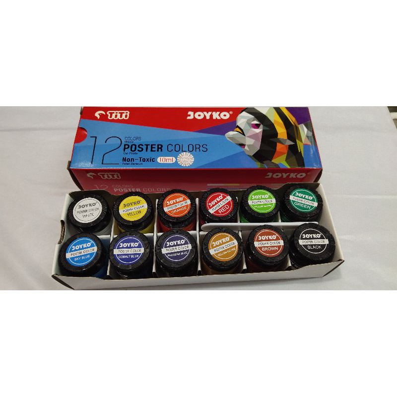 Joyko 12 color Poster Paint 10ml Poster Color 12 Colors | Shopee ...