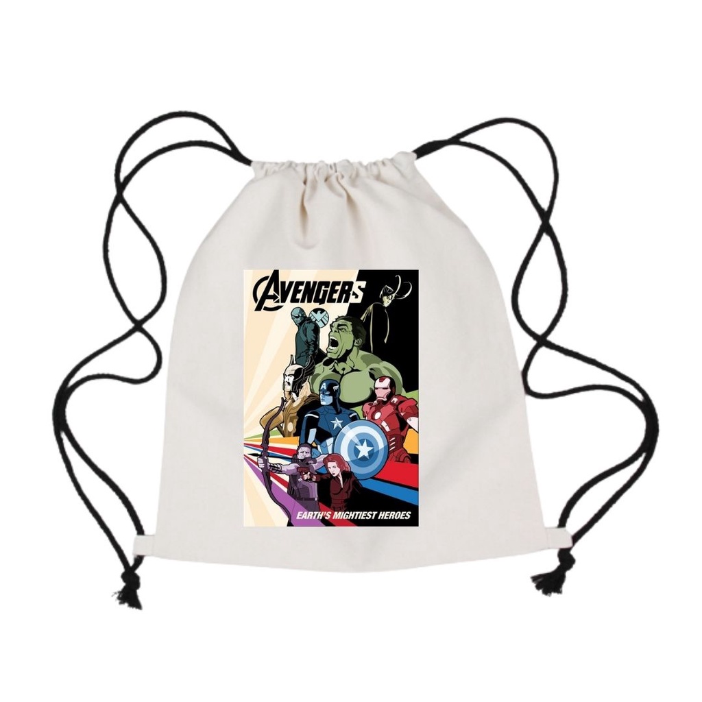 Drawstring Bag Marvel Avengers Katsa Canvas High Quality / Korean ...