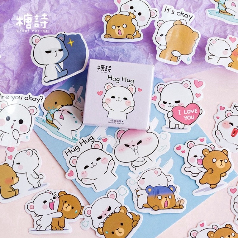 Set of 45 White Bear Brown Bear Stickers Doublebag for Notebook ...