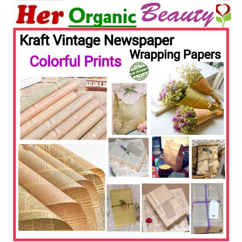 Kraft Vintage Newspaper Wrapping Paper (COLORFUL PRINTS) Shopee