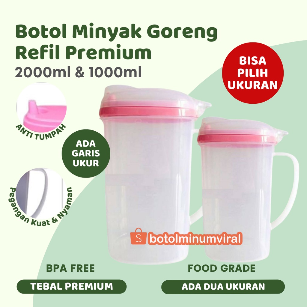 Plastic Cooking Oil Container 2 Liter/1 Liter Cooking Oil Pot Shopee