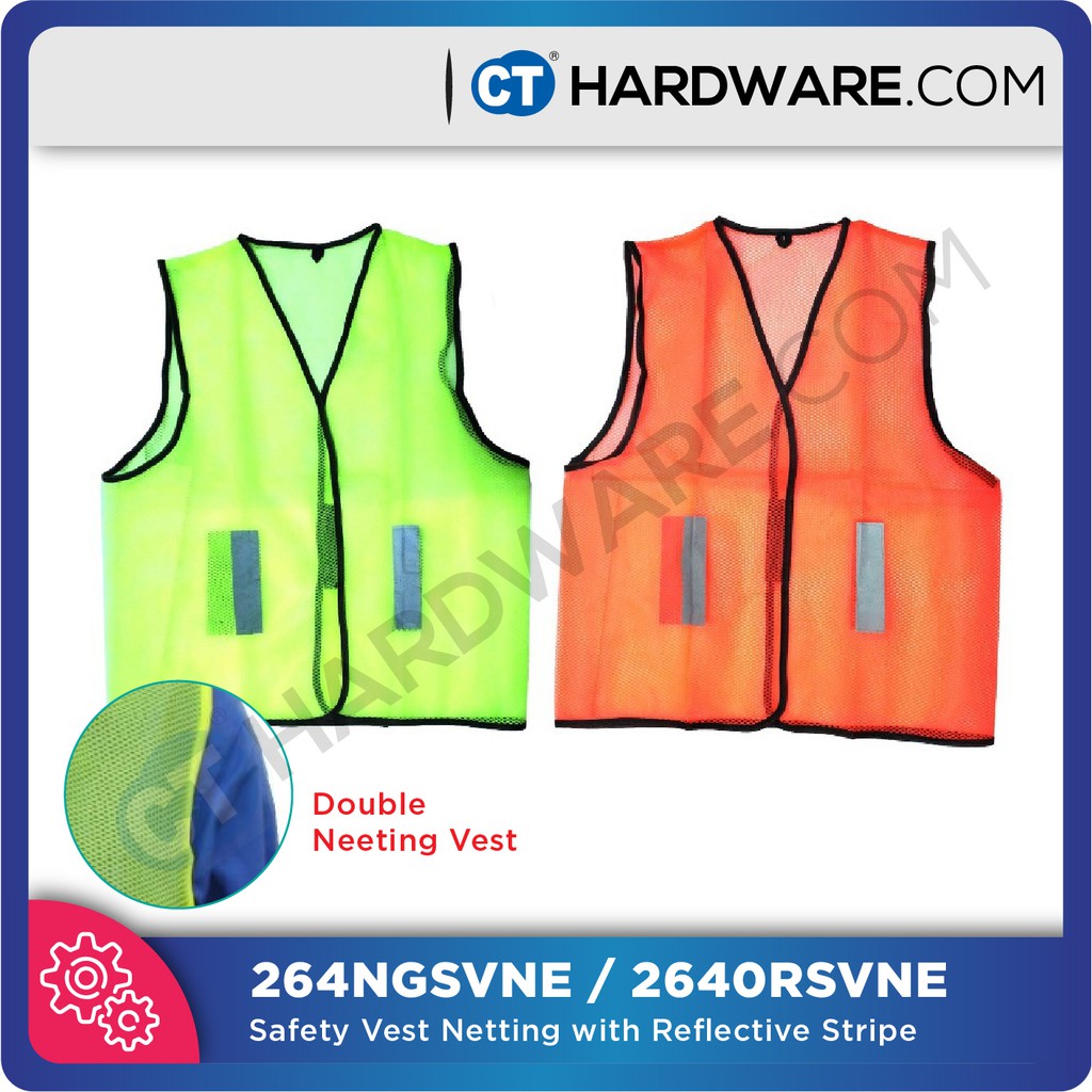 Safety Vest Velcro Netting Neon With 4 Line Reflective Stripe (Neon ...