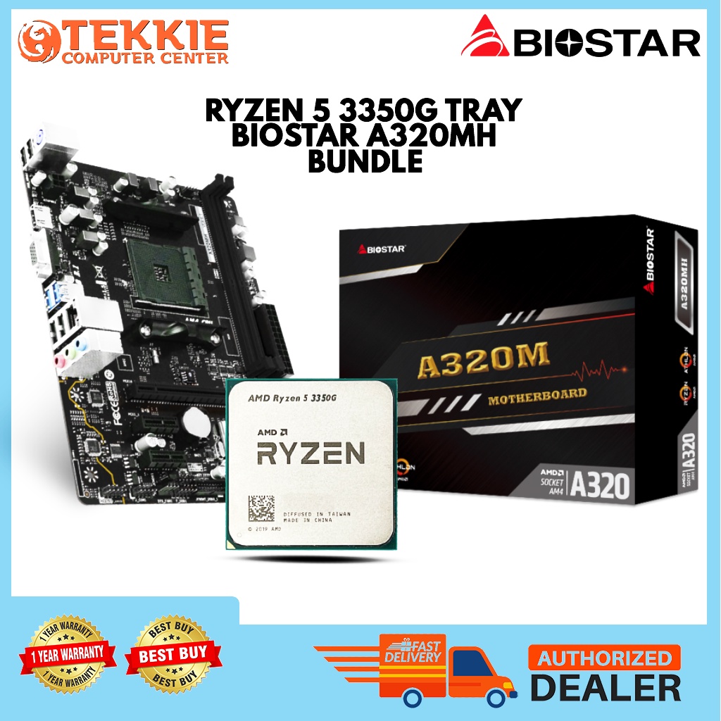 BRAND NEW AMD RYZEN 5 3350G Tray Type w/ Hsf and BIOSTAR A320M H Bundle ...