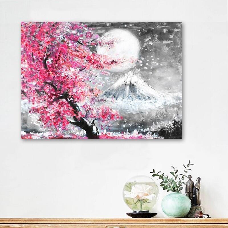 Sakura Tree Cherry Blossom Japanese Mount Canvas Paintings Wall Art ...