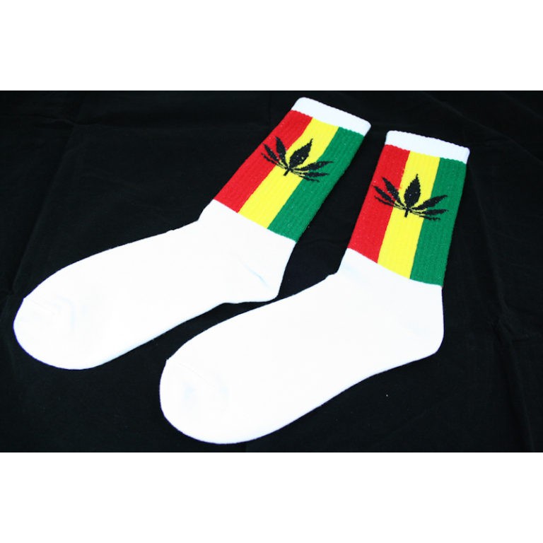 RASTA Long Socks White Leaf Stripes Symbol | Shopee Philippines