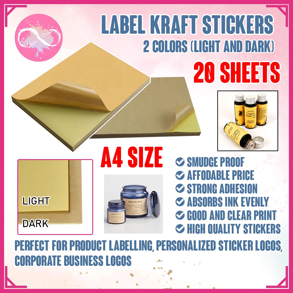 A4 Brown Kraft Paper Sticker Self Adhesive Inkjet Laser Printing Labels ...