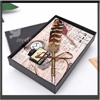 love* Vintage Calligraphy Quill Feather Dip Pen Writing Ink Nibs Set ...