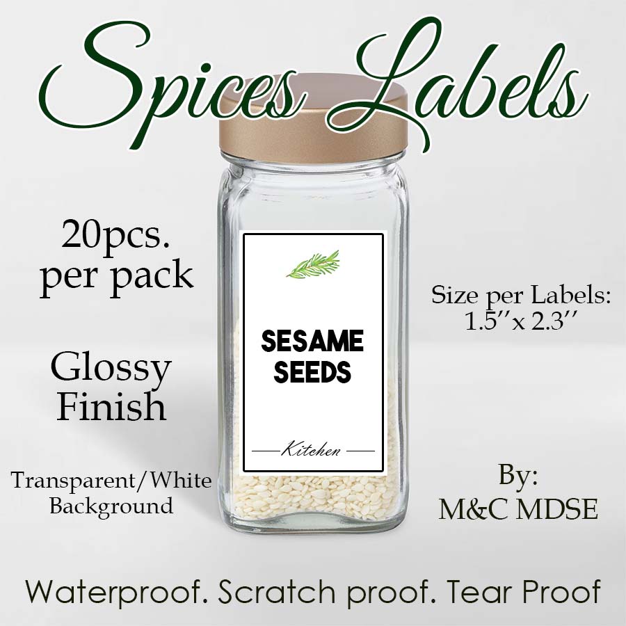Customized/Personalized Herbs and Spices Shaker Labels 20pcs. Shaker