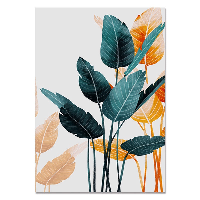 A4 Nordic Wall Decor Tropical Leaves Posters Prints Green Leaf Wall Art Plant Canvas Painting