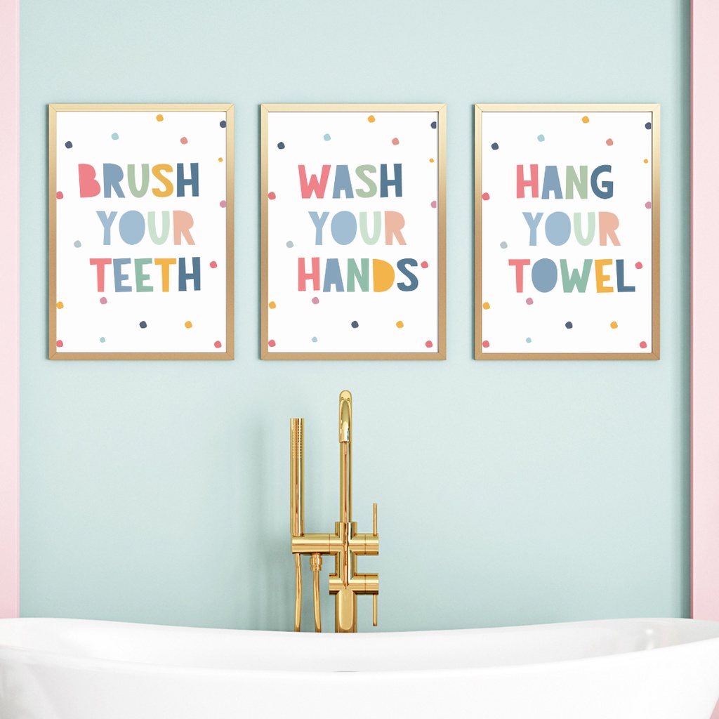 Wash Your Hands Wall Art Poster Flush The Toilet Quotes Painting Funny ...