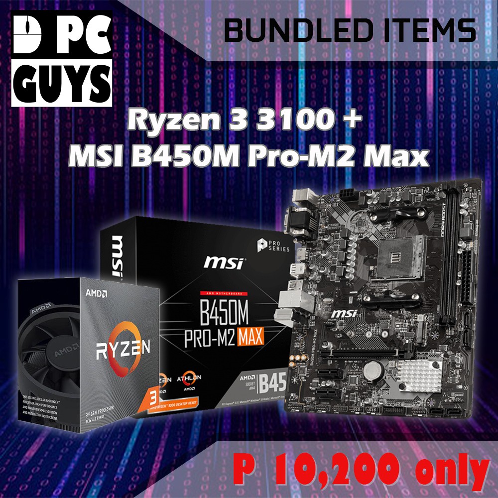 Ryzen 3 3100 + MSI B450 Motherboard Budget Gaming Bundle Shopee
