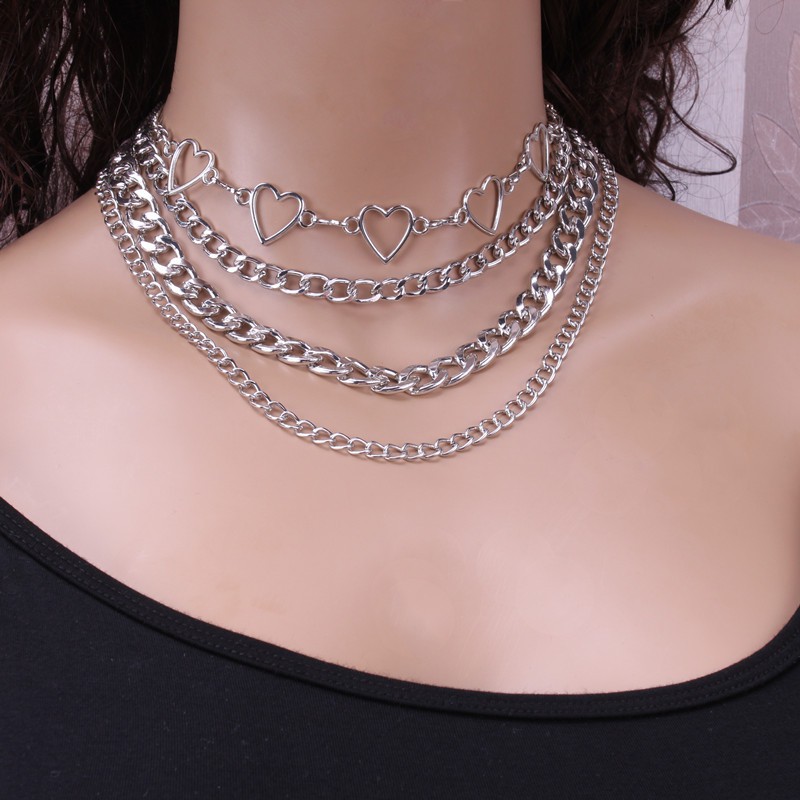 PHYANIC Layered Punk Chain Necklace Pendant Necklace Women Choker Metal ...