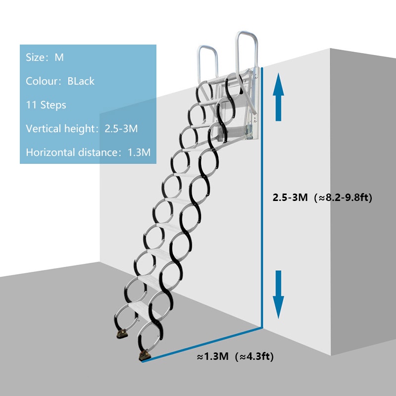 Wall Mounted Telescopic Ladder Lifting Attic Retractable Staircase