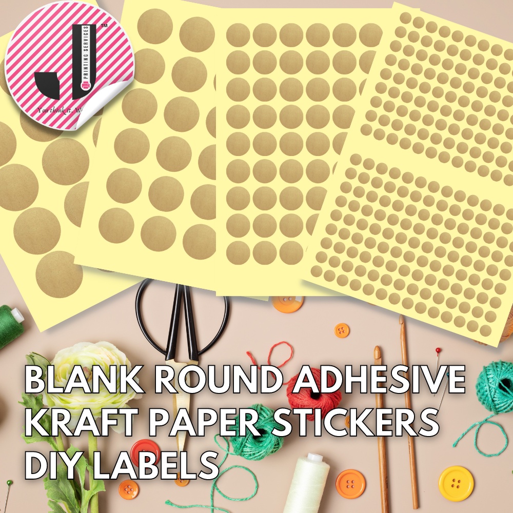 Blank Round Adhesive Kraft Paper Stickers DIY Labels Labels Stickers ...