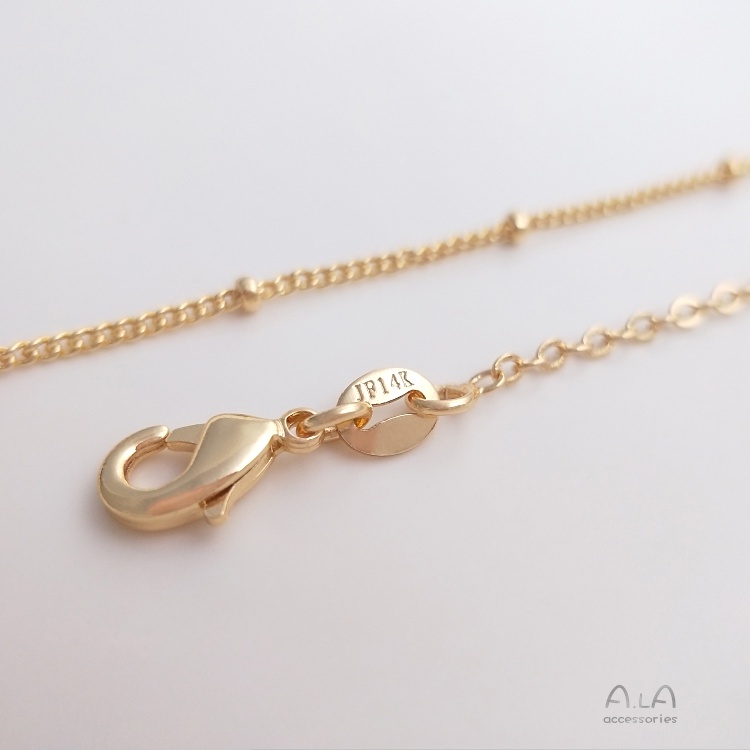 Color preserving JF14K stencil package real gold finished necklace flat O bead chain drop extension chain 45 cm clavicle necklace Shopee Philippines