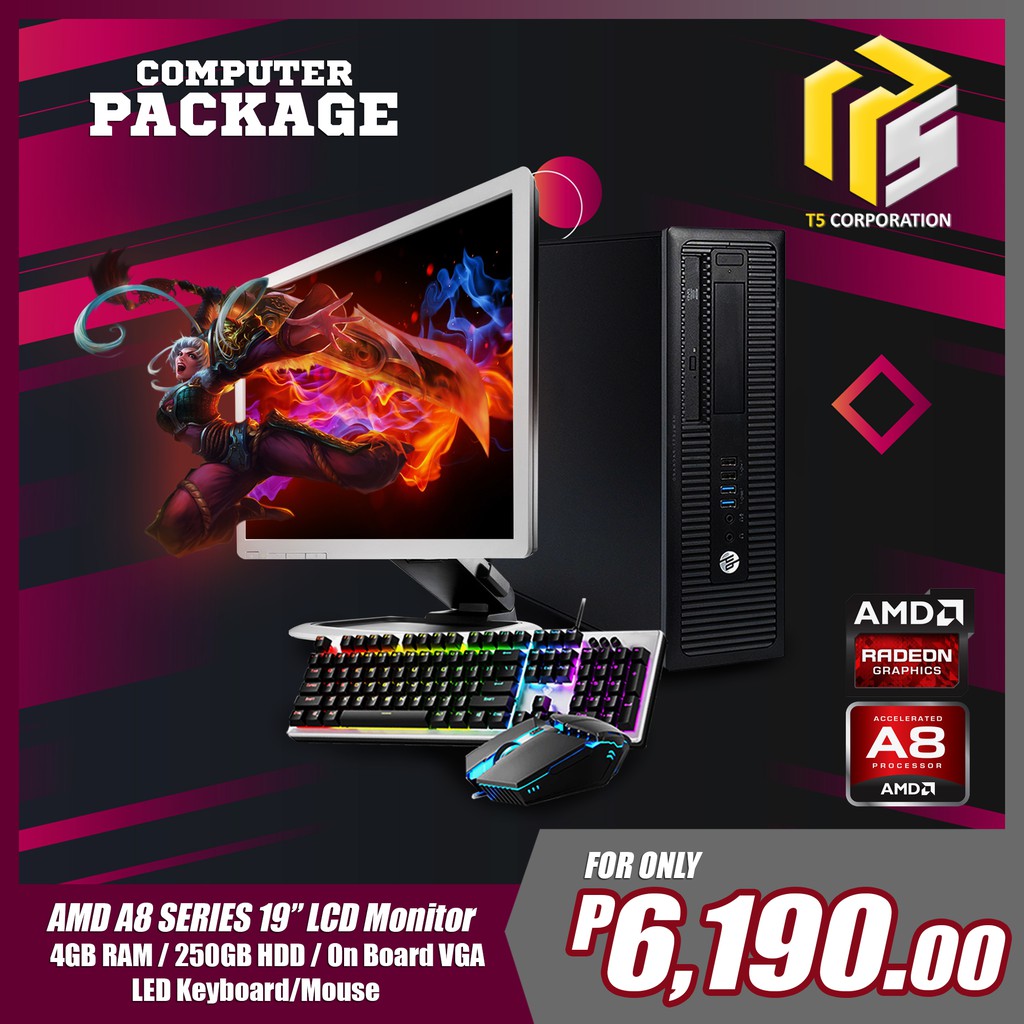 COMPUTER SET AMD A8 PROCESSOR PRODESK 19" INCHES MONITOR | Shopee ...