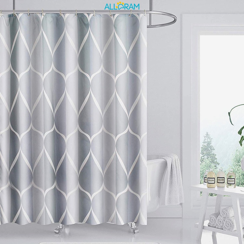 Alldram Grey Fabric Shower Curtain, Waterproof Design and Polyester