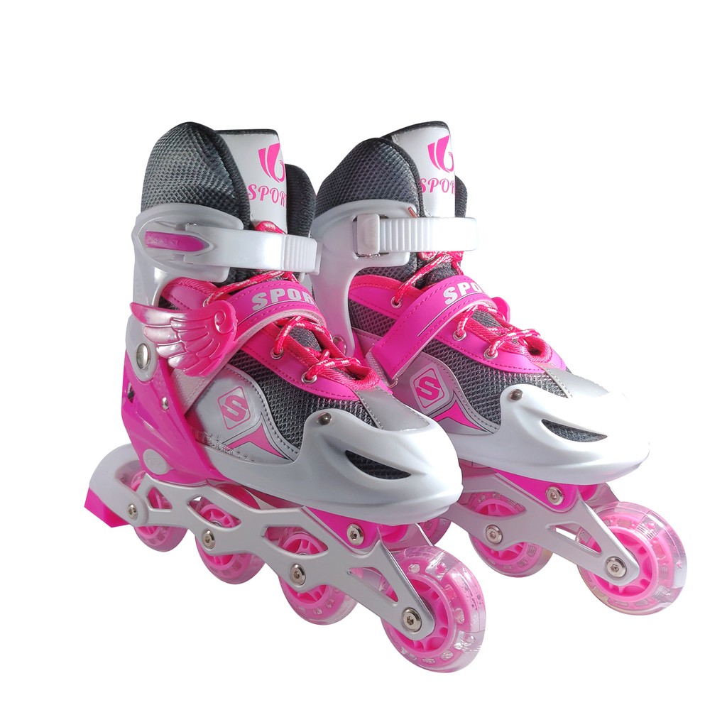 Adjustable Inline Skate Roller Skating Shoes Roller Skates (Pink