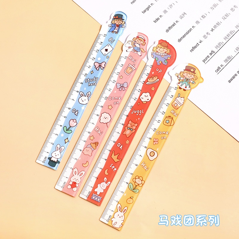 3pc set cute plastic scale 15cm ruler student stationery cartoon comic ...