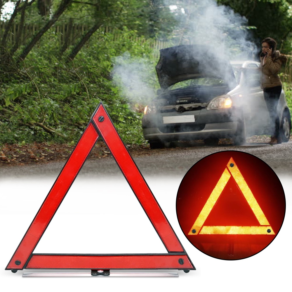 Triangle Reflective Warning Sign Foldable Red Car Hazard Breakdown