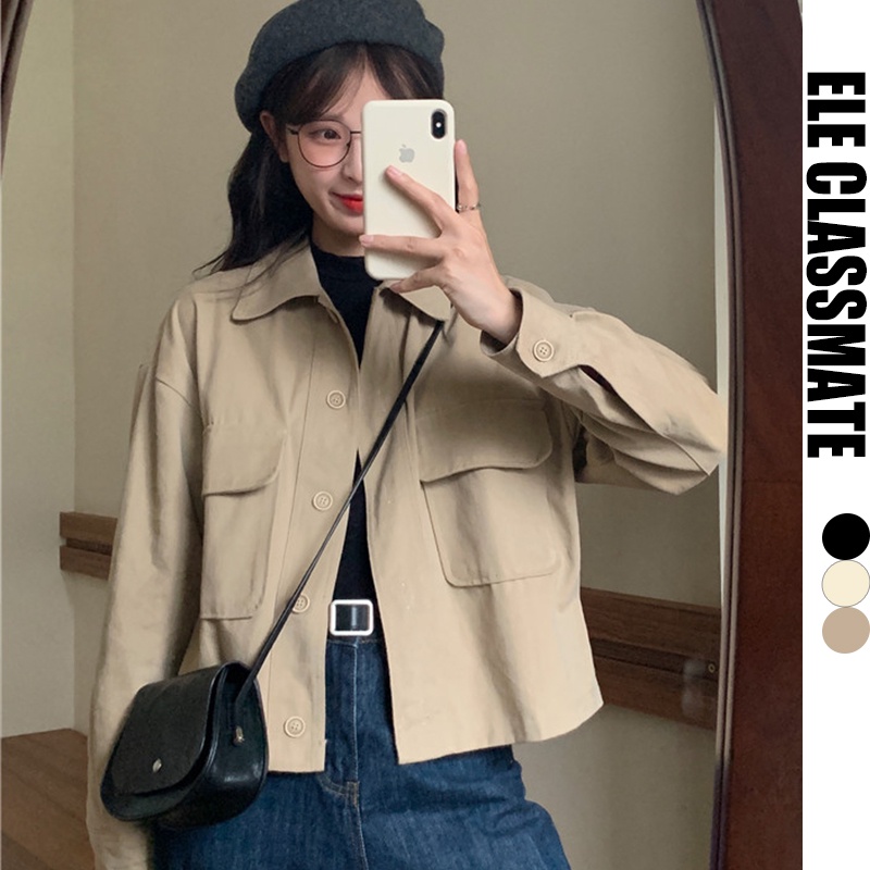 Korean crop blazer for women loose casual jacket thin long sleeve top 3 ...