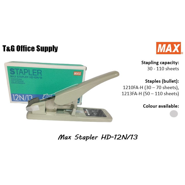 Max Heavy Duty Stapler HD12N/13 (Stapling Capacity = 30 110 Sheets) Shopee Philippines