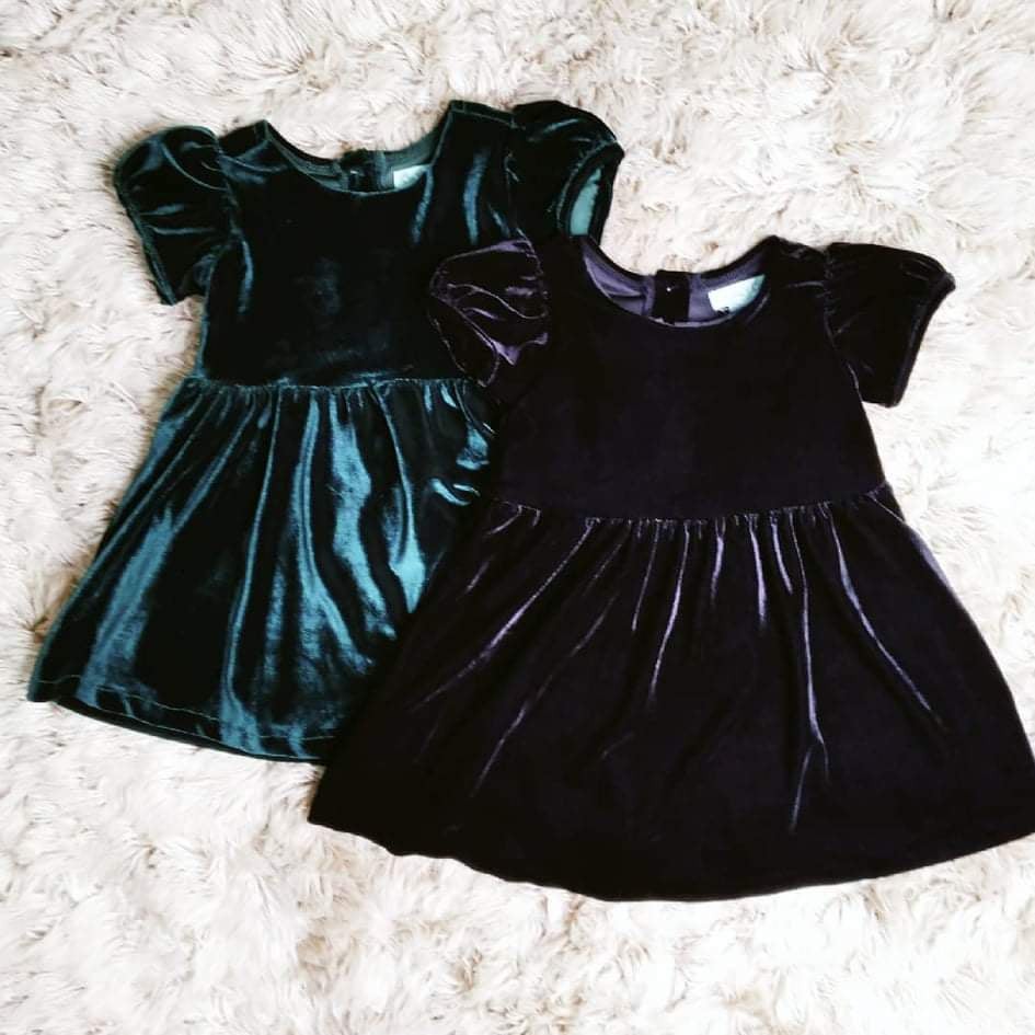 Baby Girl Velour Dress in Emerald Green with Fullylining For Girls 12M