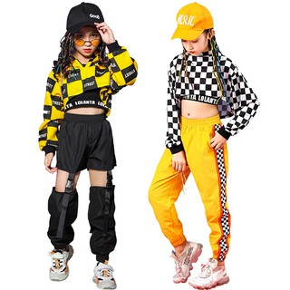 Girls 3pcs Hip Hop Dance Clothing Set Jacket Coat Cropped Tank Top  Sweatpants Outfit Performance Costume Casual Wear