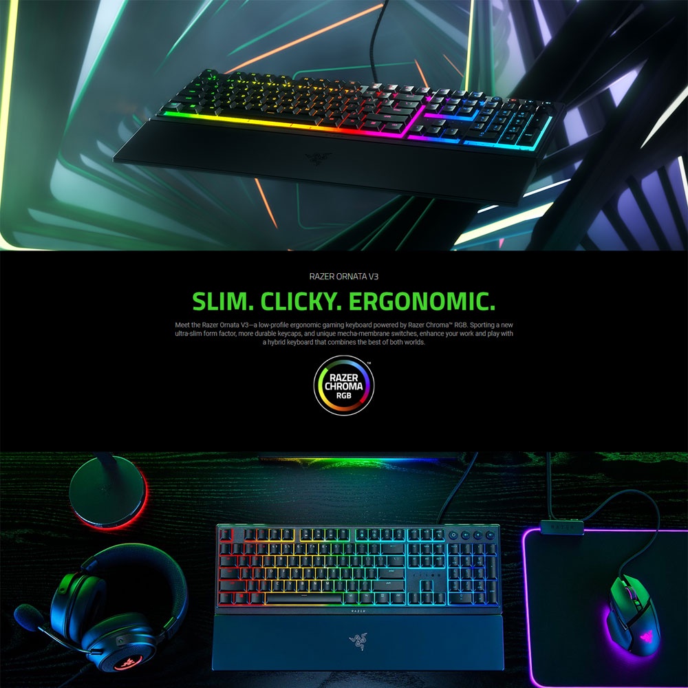 Razer Ornata V3 - US Low-profile Mecha-membrane RGB Keyboard | Shopee ...