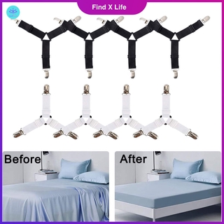 4pcs Triangle Bed Sheet Clips, Adjustable Elastic Metal Clips For