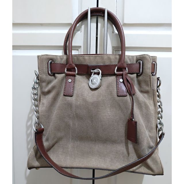 Michael kors canvas sales tote bag