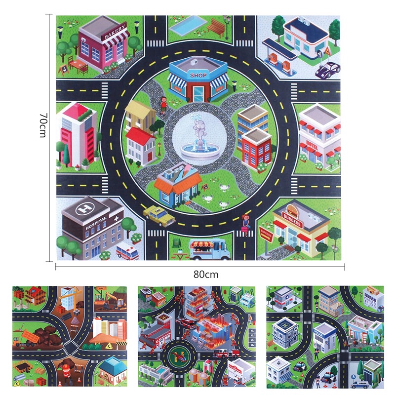 80*70CM Large City Kids Traffic Car Parking Play Mat Lot Roadmap DIY ...