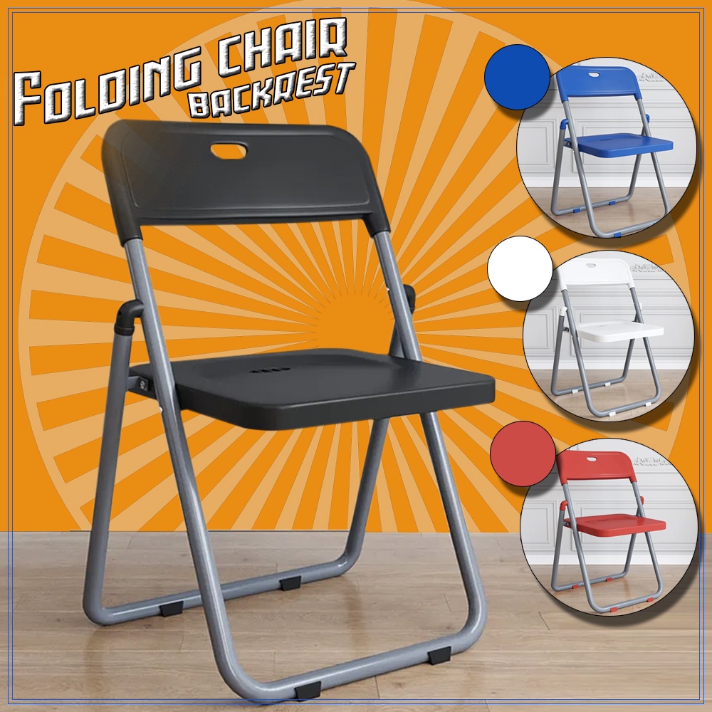 Portable Folding Chair Backrest Heavy Duty Fold up Stool Metal and