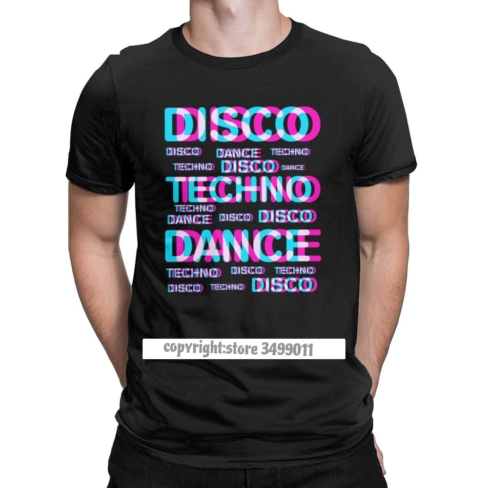 Disco Dance Techno T Shirts Men Cotton Novelty T-Shirt Music Audio ...