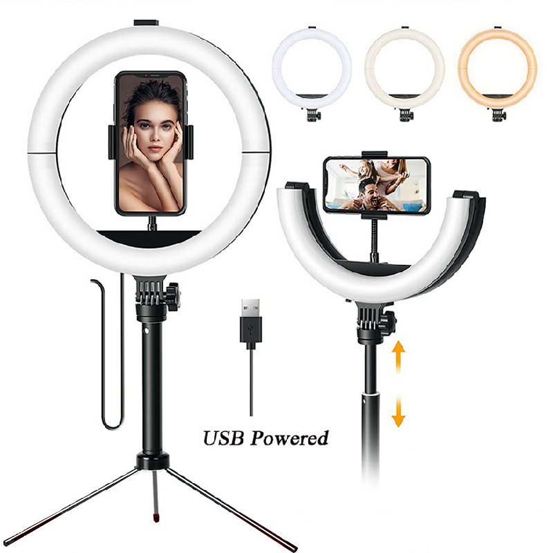 10 Inch LED Selfie Fold Ring Light, Foldable Portable Selfie Ring Light ...