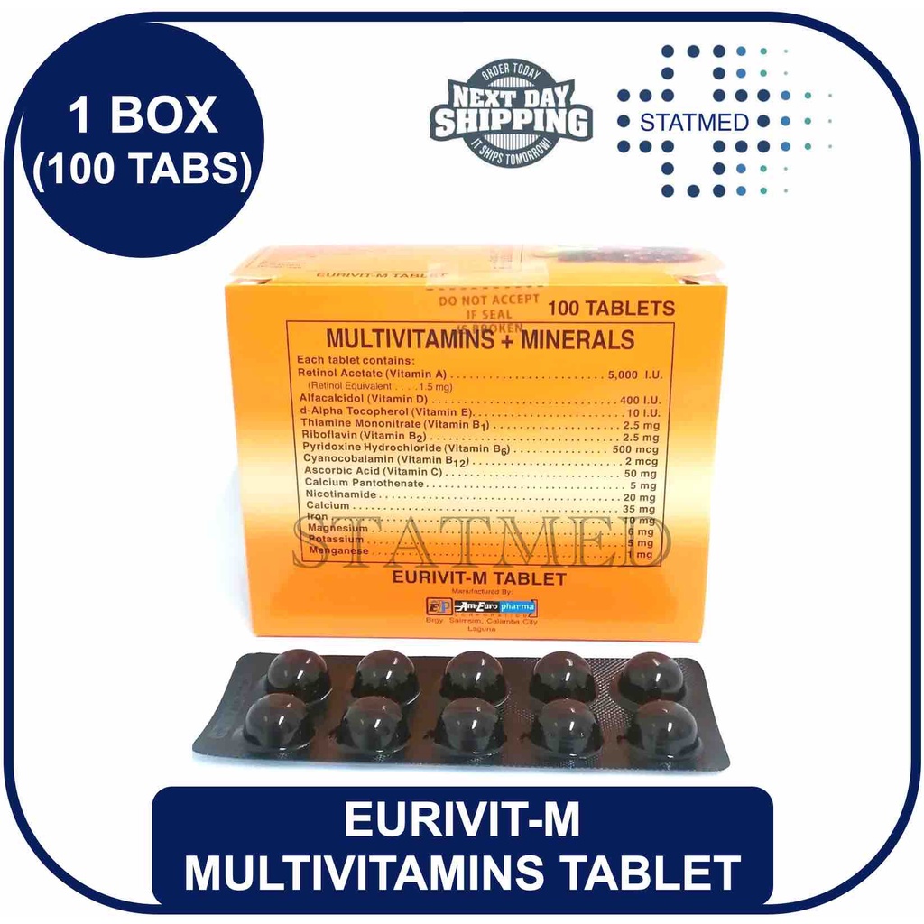 EurivitM Multivitamins + Minerals Tablet l 1 box 100 tabs l Expiration