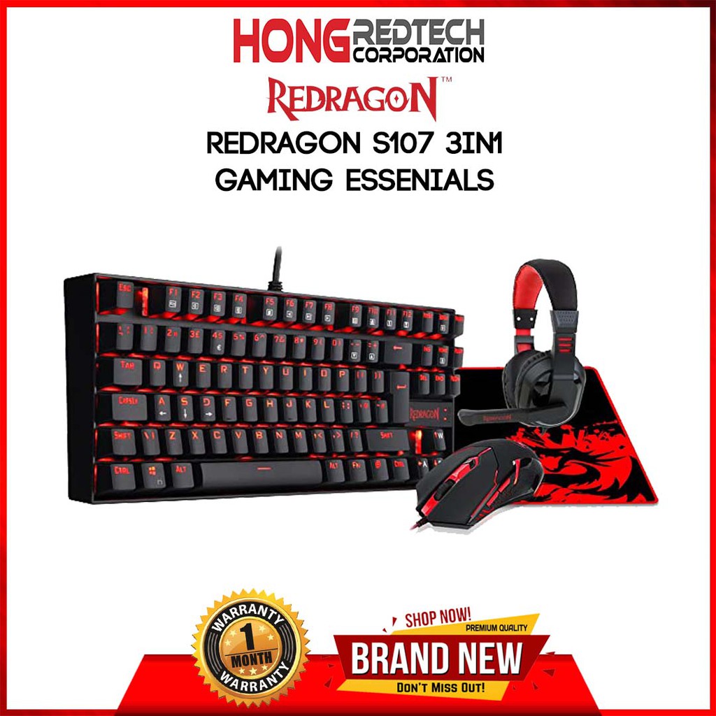 Red dragon K552-BB-1 4IN1 COMBO (MECHANICAL KEYBOARD, MOUSE, HEADSET ...