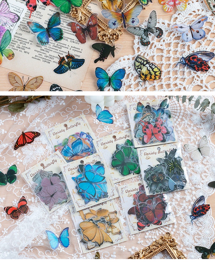 40pcs/setJunk journaling collage PVC sticker pack [Variety Butterfly ...