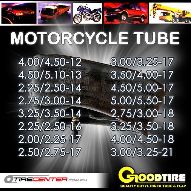 Tire inner tube size chart sale