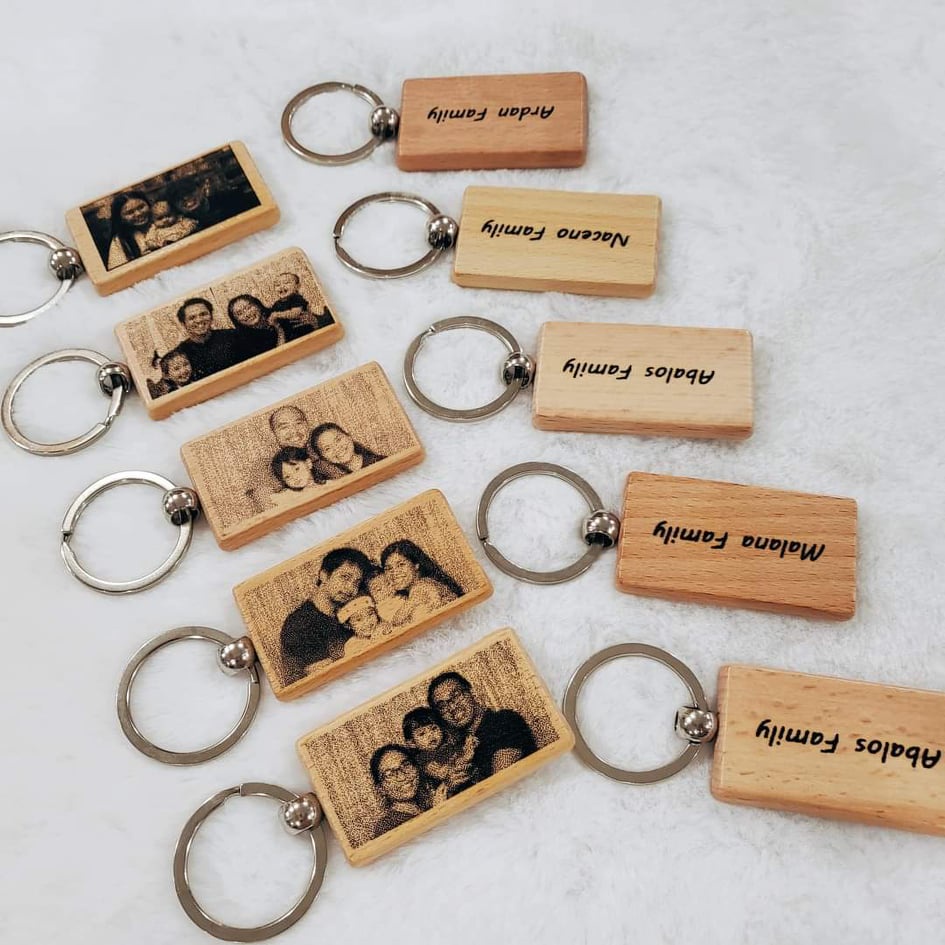 Custom/Personalized Laser Engraved Print Keychain on Wood with Picture ...