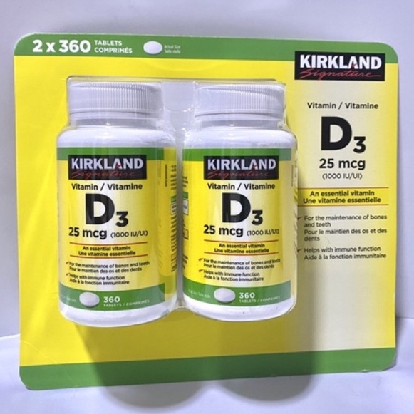 Kirkland The Sunshine Vitamin D3, 1000 IU / 2000 IU, 360 Tablets / 600