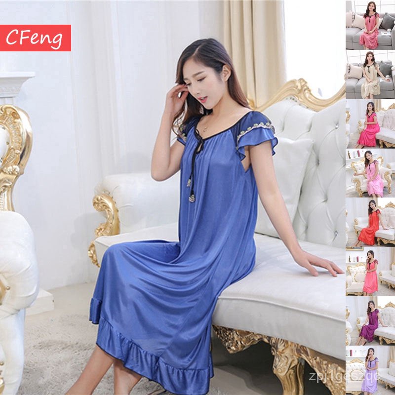 Women Sexy Sleepwear Plus Size Ice Silk Satin Night Dress