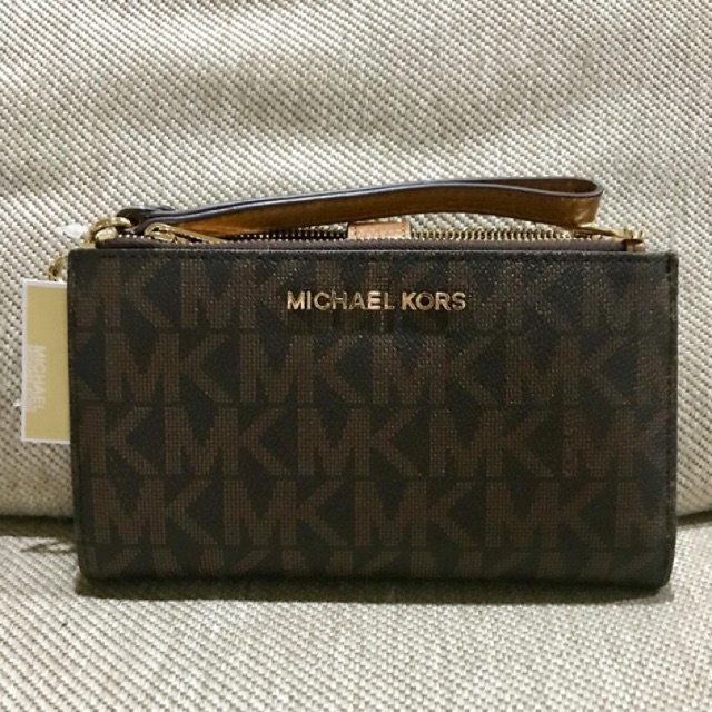 Monogram Double Zip, Wristlet Wallet Brown Color - WL7704